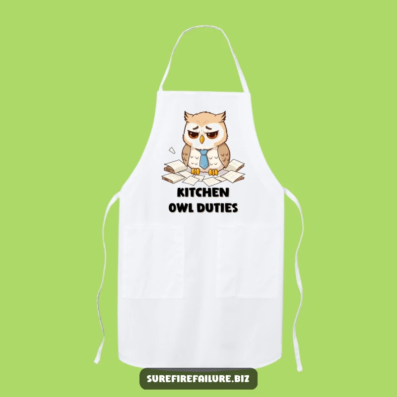 Funny Dejected Owl Apron - Hilarious Kitchen Wear for Weary Cooks