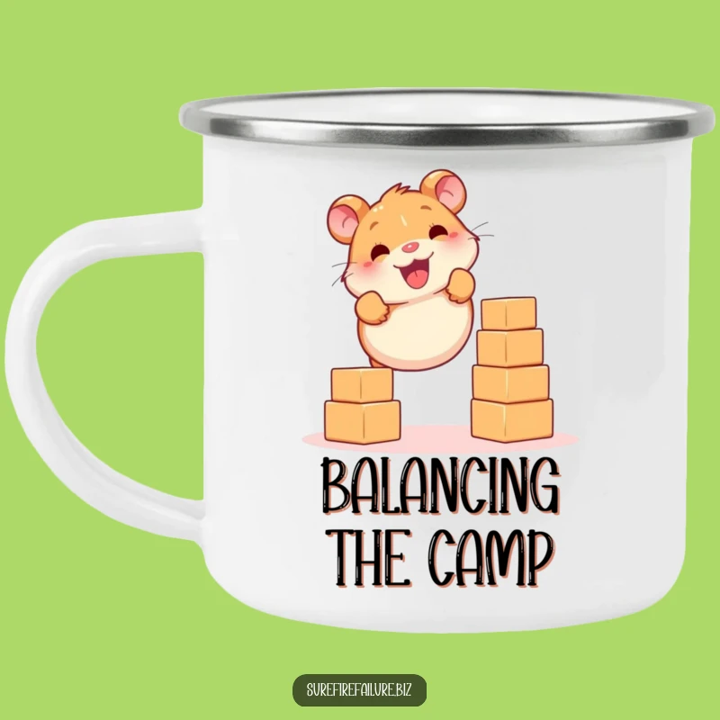 Funny Hamster Camping Mug - Balancing Drinkware, Great Gift