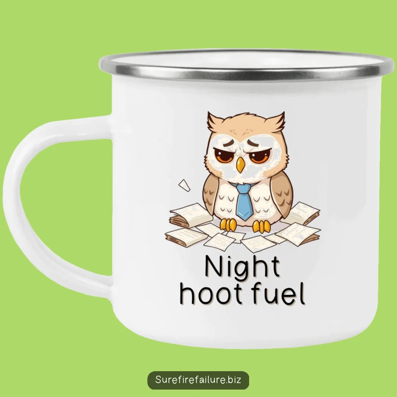 Funny Dejected Owl Camping Mug - Durable and Hilarious Outdoor Companion