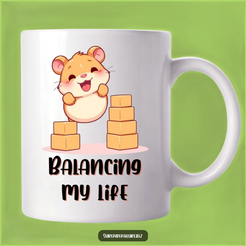 Funny Hamster Mug - Balancing Blocks Coffee Cup, Humorous Gift