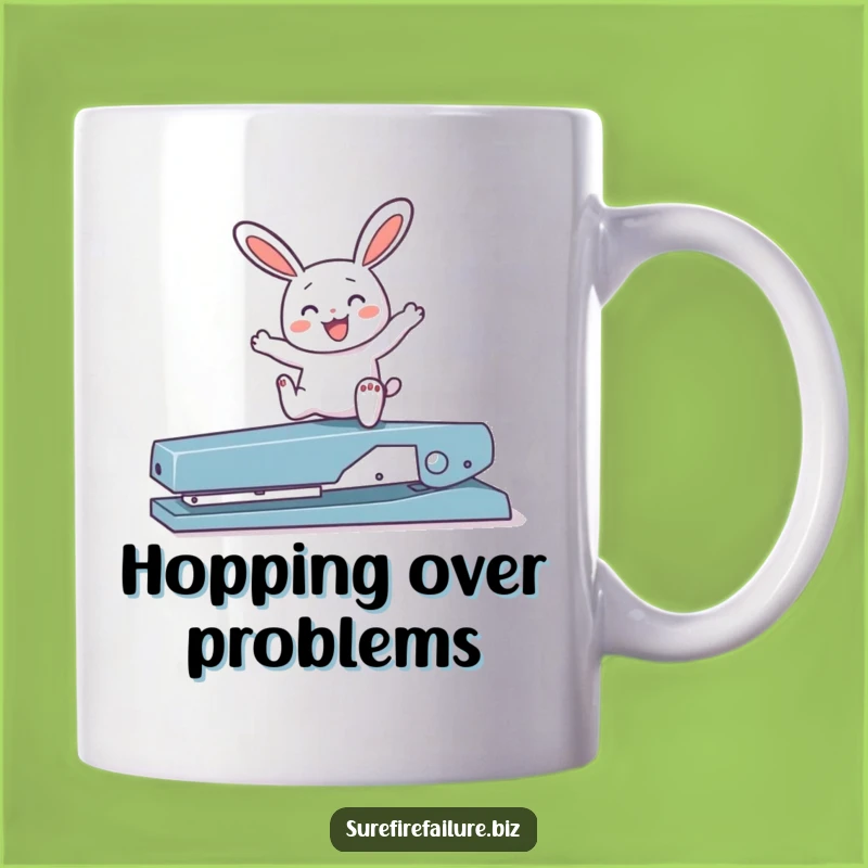 Funny Bunny Mug - Hopping Over Obstacles Coffee Cup, Humorous Gift