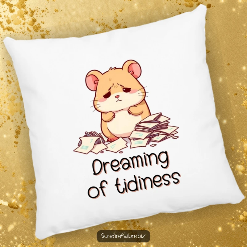 Funny hamster looking dejected on a soft, plush pillow, offering comfort and humor for stressful times.