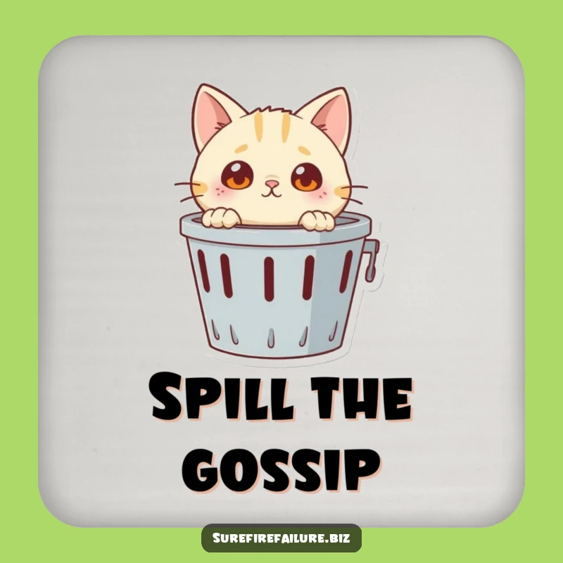 Funny Cat Wastebasket Coaster Set: Protect Surfaces with Curious Kitty Charm