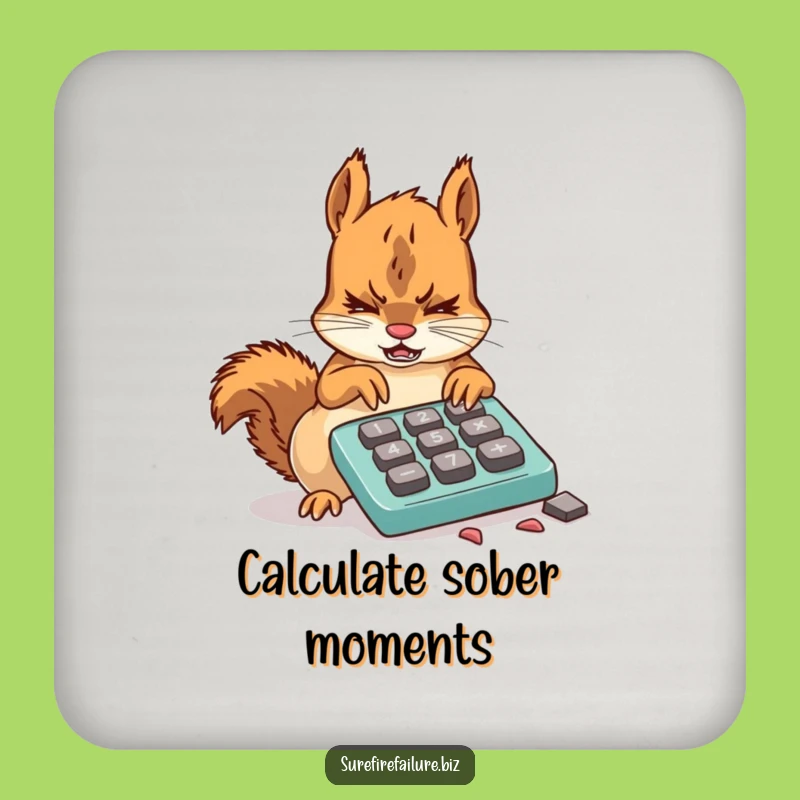 Funny Squirrel Calculator Drink Coaster - Hilarious Table Protection for Math Buffs