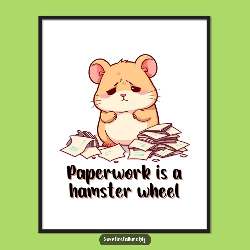 Free Printable Dejected Hamster Wall Art - Funny Office Decor Download