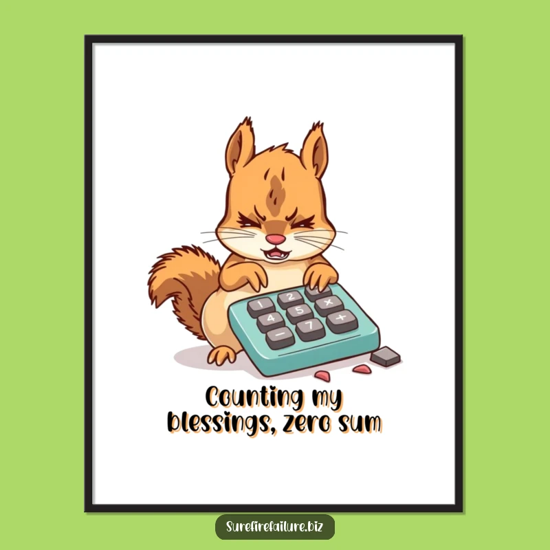 Squirrel Calculator Chaos Free Printable Wall Art - Funny Downloadable Decor