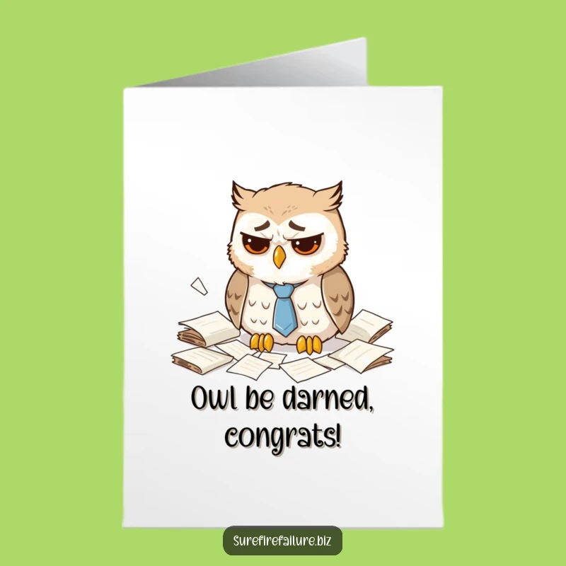 Owl Tie Congrats Free Printable Card - Witty Downloadable Celebration