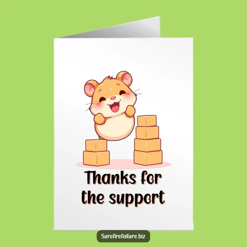 Free Printable Balancing Hamster Thank You Card - Funny Effort Download
