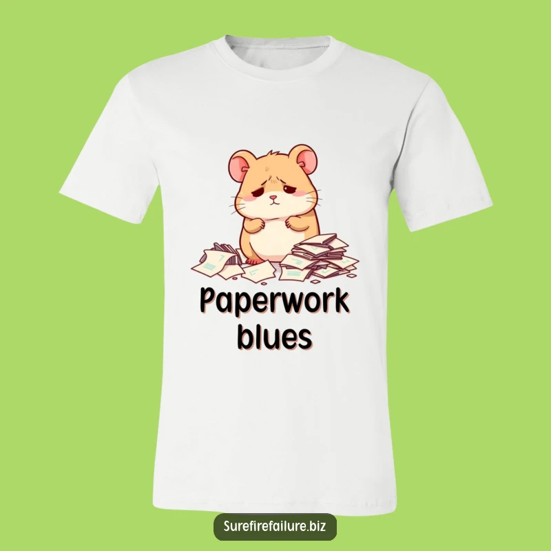 Funny Hamster T-Shirt - Overwhelmed Messy Papers Tee, Humorous Gift