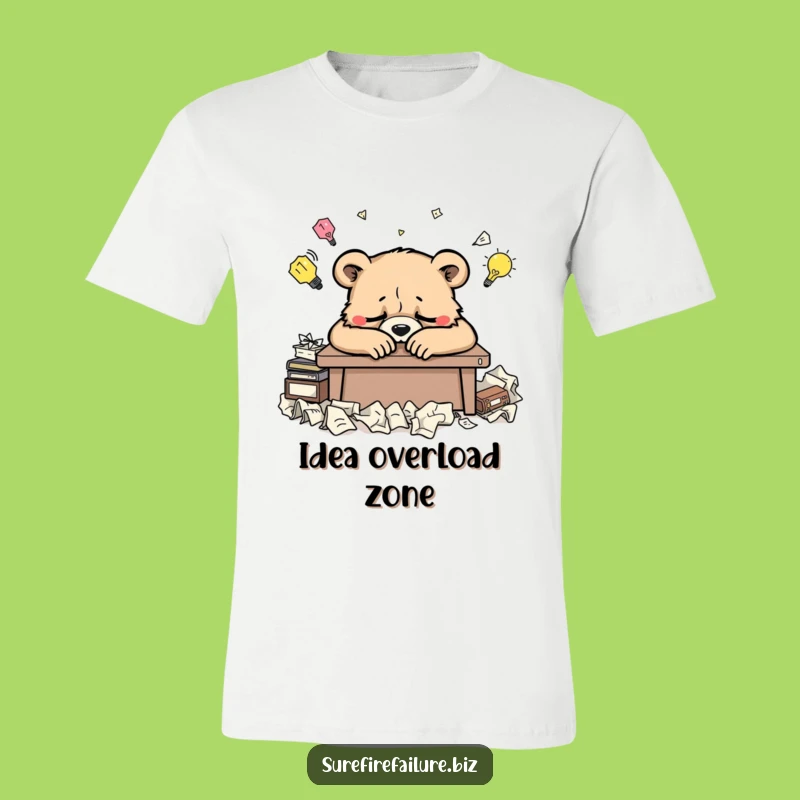 Funny Bear Desk T-Shirt - Hilarious Tired Animal Tee for Creative Souls